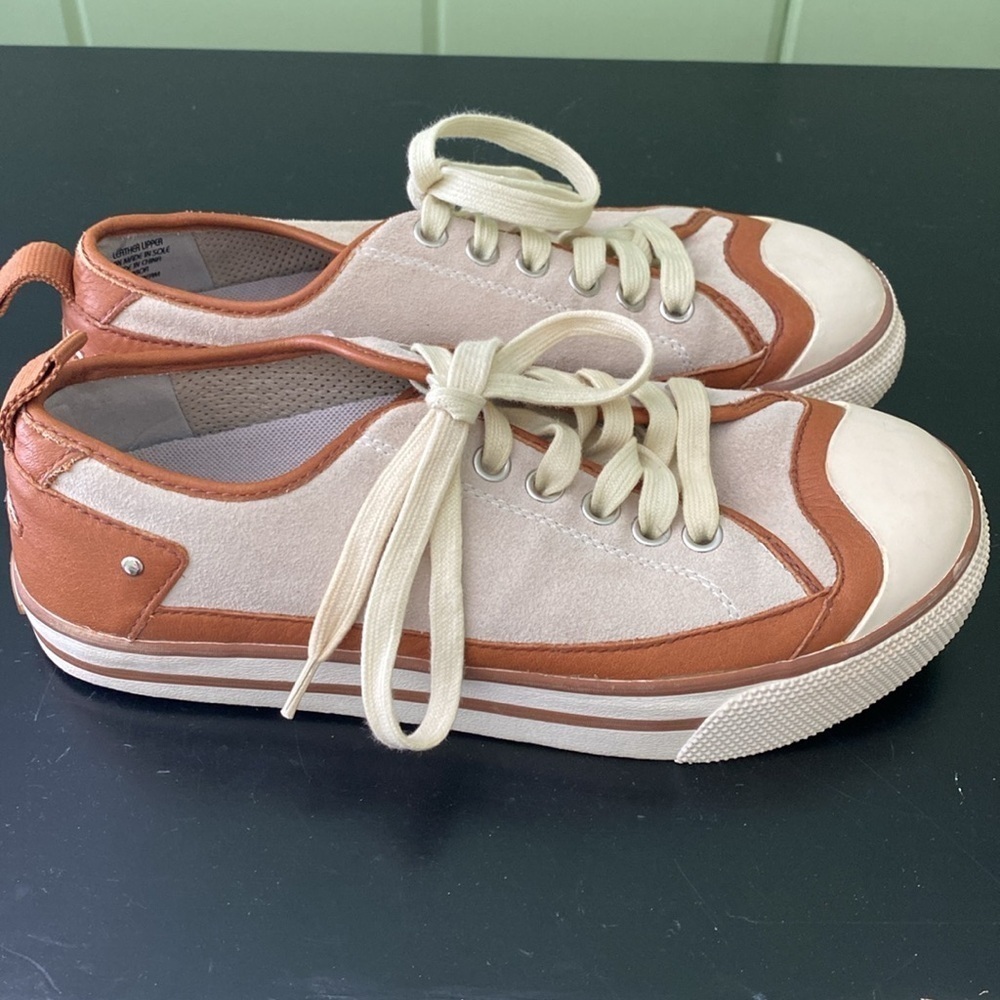 Earth Harbor Leather Suede Lace Up Sneakers Shoes Powder Cream & Tan Size 6 - Picture 10 of 12